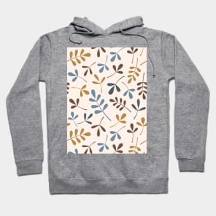 Assorted Leaf Silhouettes Blues Brwn Gld Crm Hoodie